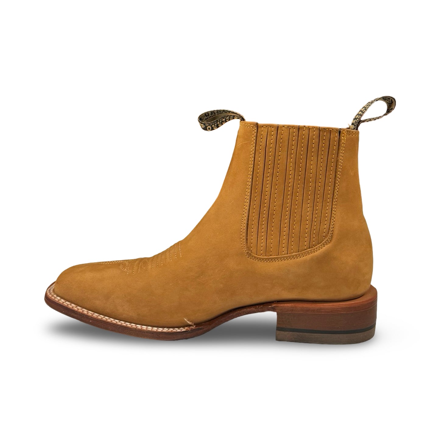 Botín Becerro de Piel Nubock Miel Vaqueta (Low-cut Honey Becerro Nubock Leather Men's Boots)