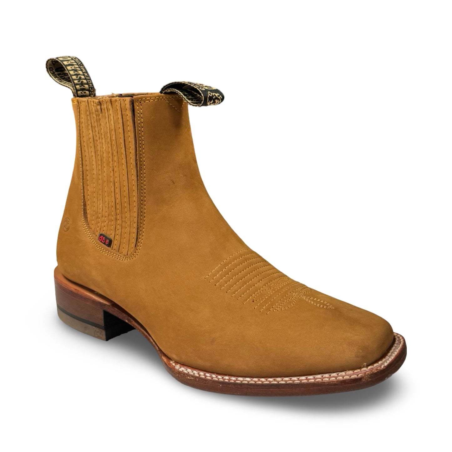 Botín Becerro de Piel Nubock Miel Vaqueta (Low-cut Honey Becerro Nubock Leather Men's Boots)