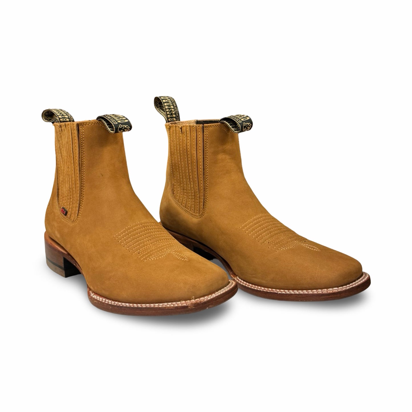 Botín Becerro de Piel Nubock Miel Vaqueta (Low-cut Honey Becerro Nubock Leather Men's Boots)