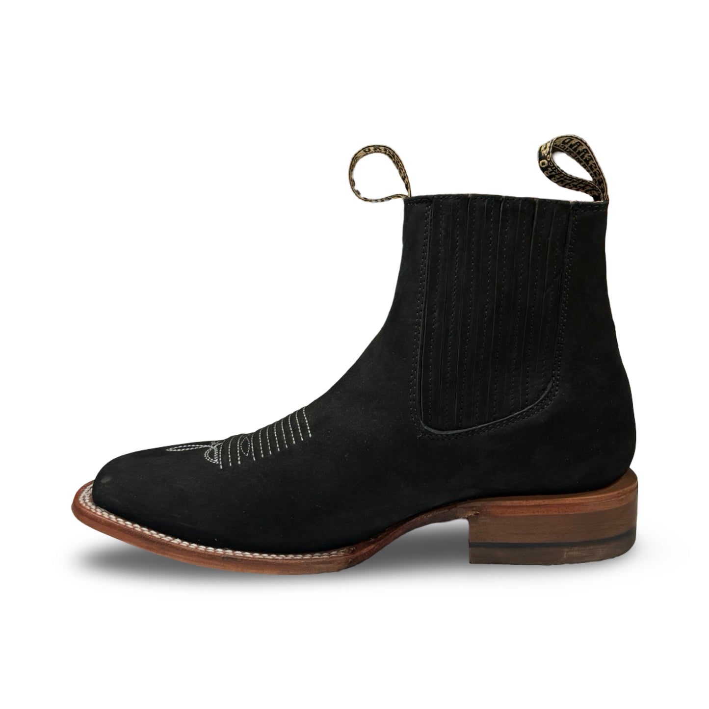 Botín Becerro de Piel Nubock Negro Vaqueta (Low-cut Black Becerro Nubock Leather Men's Boots)