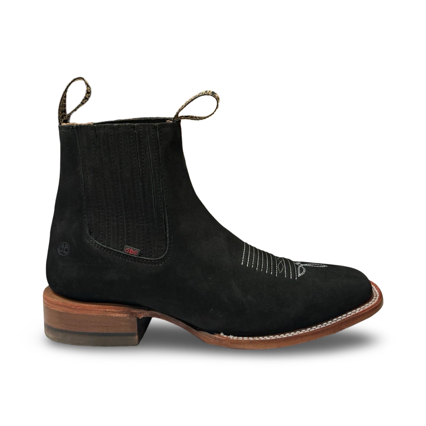 Botín Becerro de Piel Nubock Negro Vaqueta (Low-cut Black Becerro Nubock Leather Men's Boots)