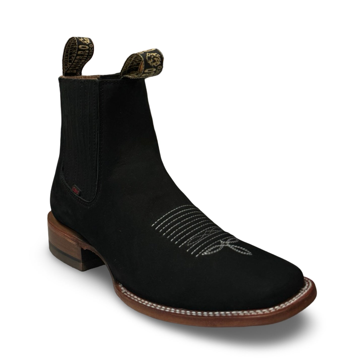 Botín Becerro de Piel Nubock Negro Vaqueta (Low-cut Black Becerro Nubock Leather Men's Boots)