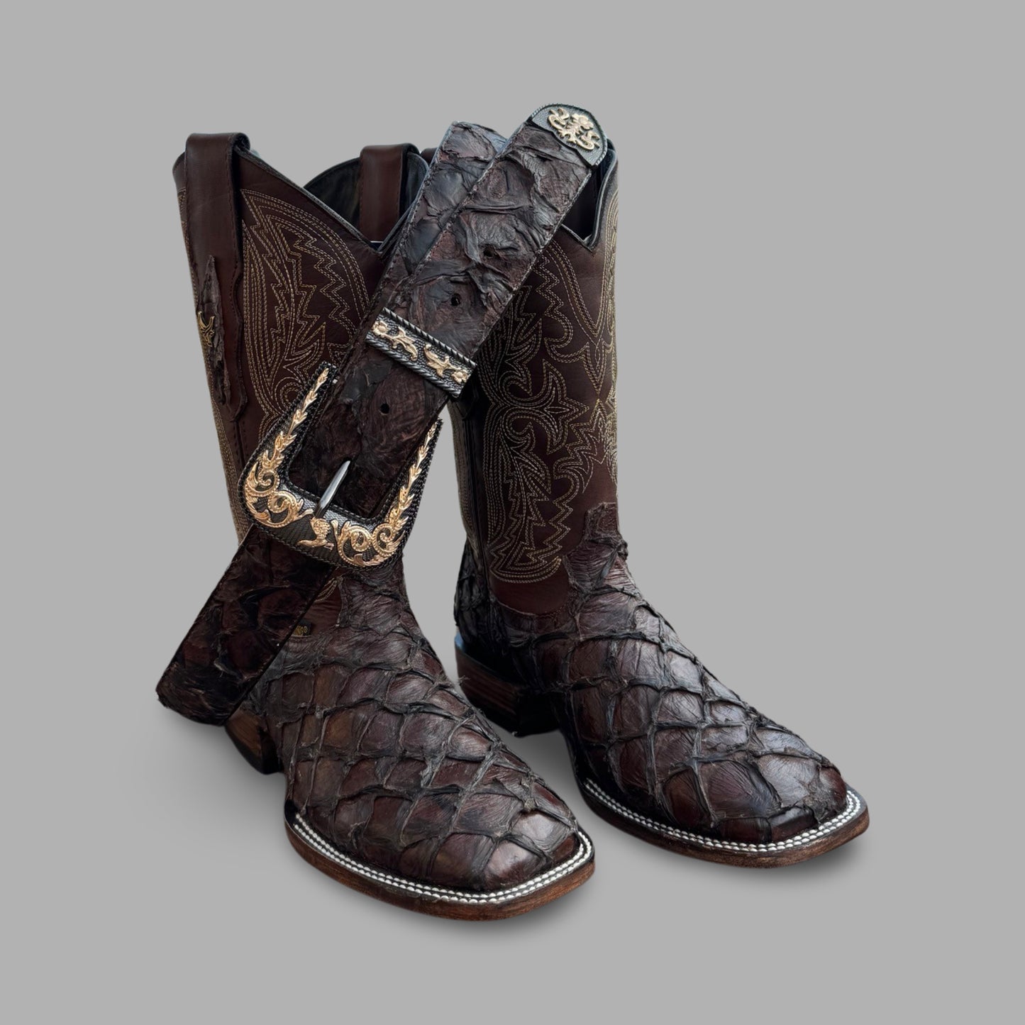 Pirarucu Exotic Leather Brown Boots