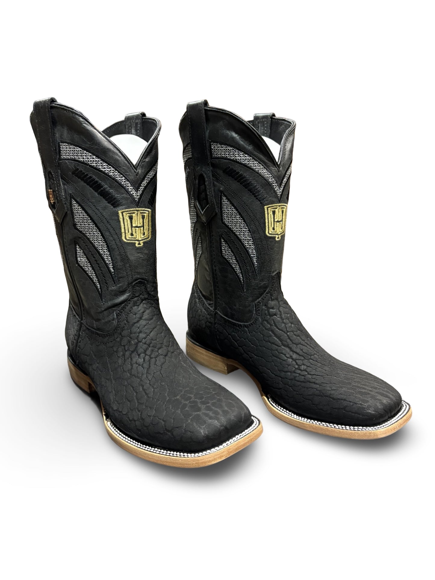 Men's Western Black Bull Neck Boots
