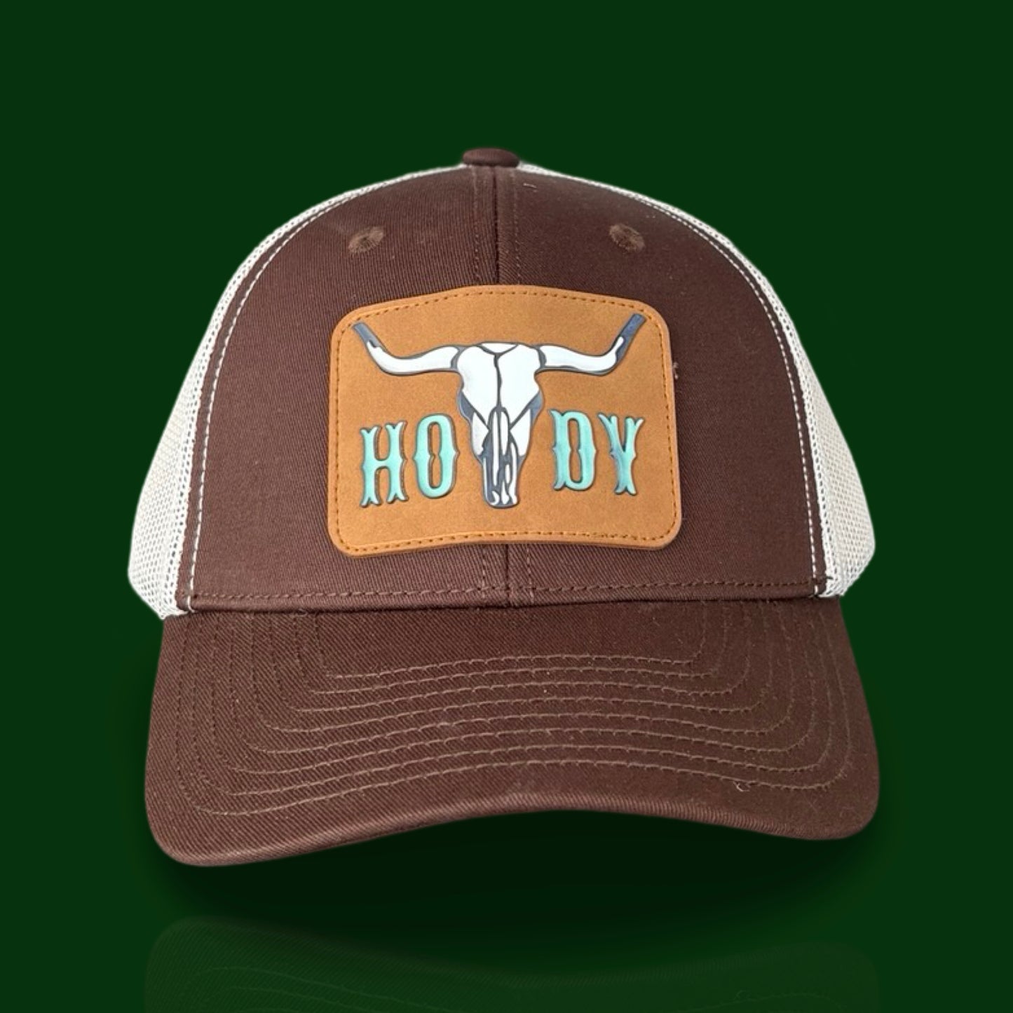 American West - Howdy Longhorn Trucker Hat – Brown and White