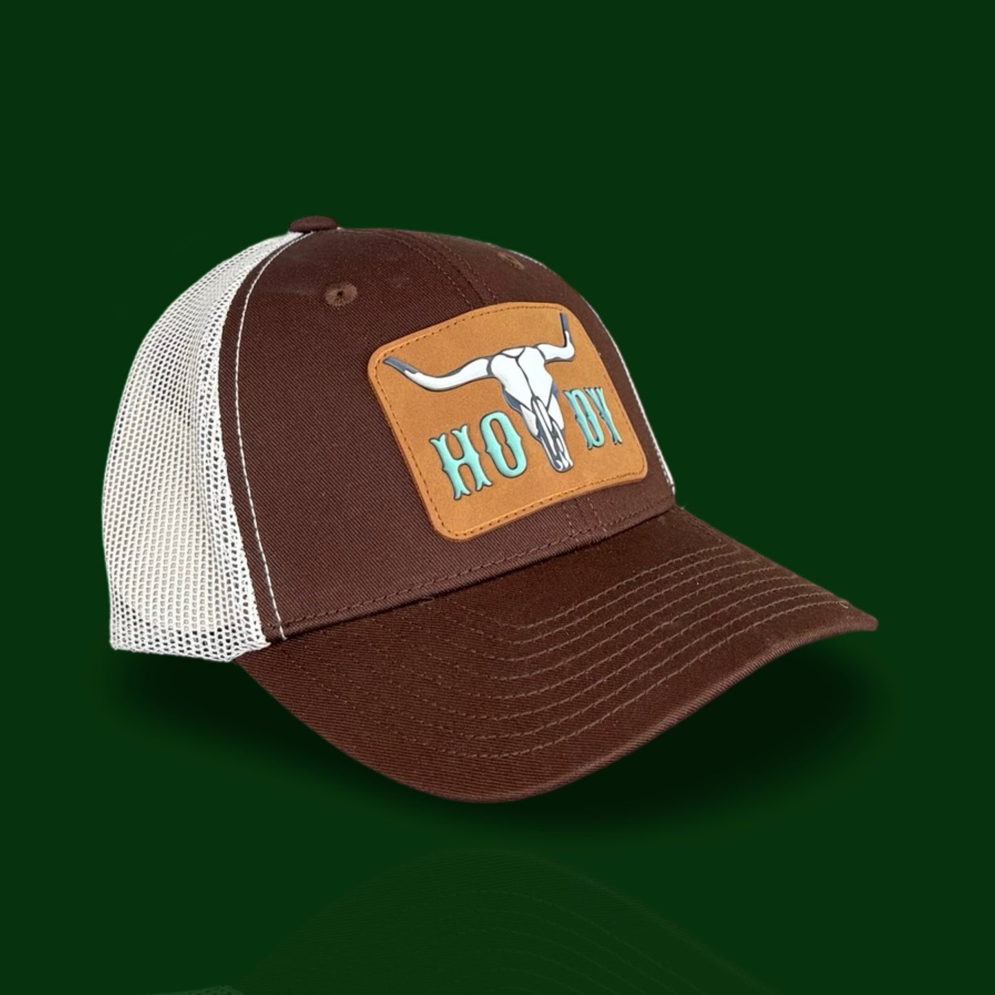 American West - Howdy Longhorn Trucker Hat – Brown and White