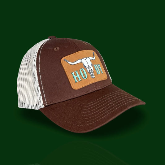 American West - Howdy Longhorn Trucker Hat – Brown and White