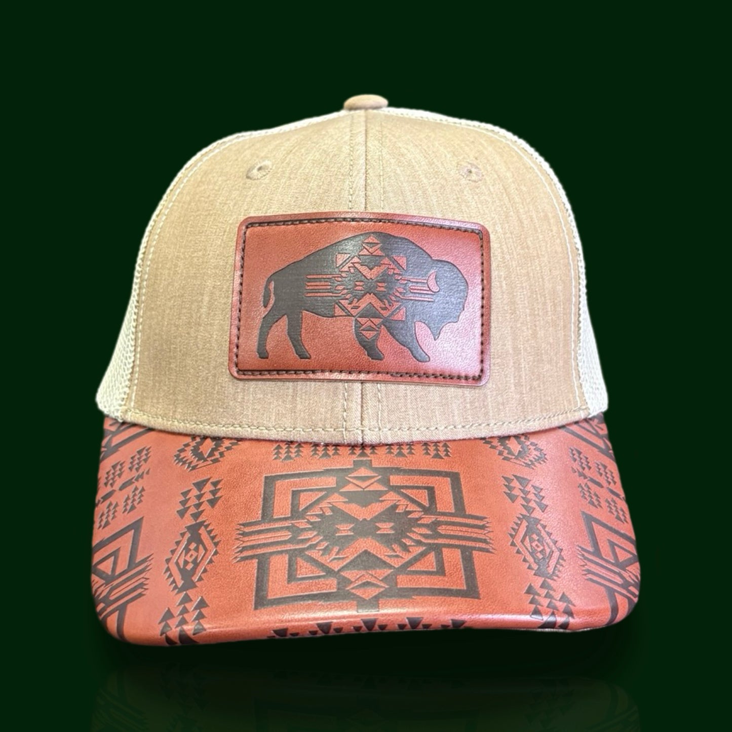 American West -  Buffalo Patch – Tan & Brown Men's Hat/Cap