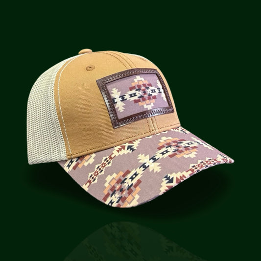 American West - Aztec Patch – Caramel & Desert Print Men's Hat/Cap