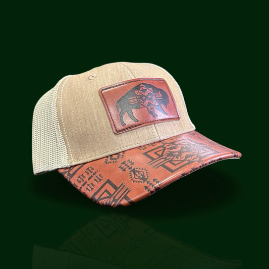 American West -  Buffalo Patch – Tan & Brown Men's Hat/Cap
