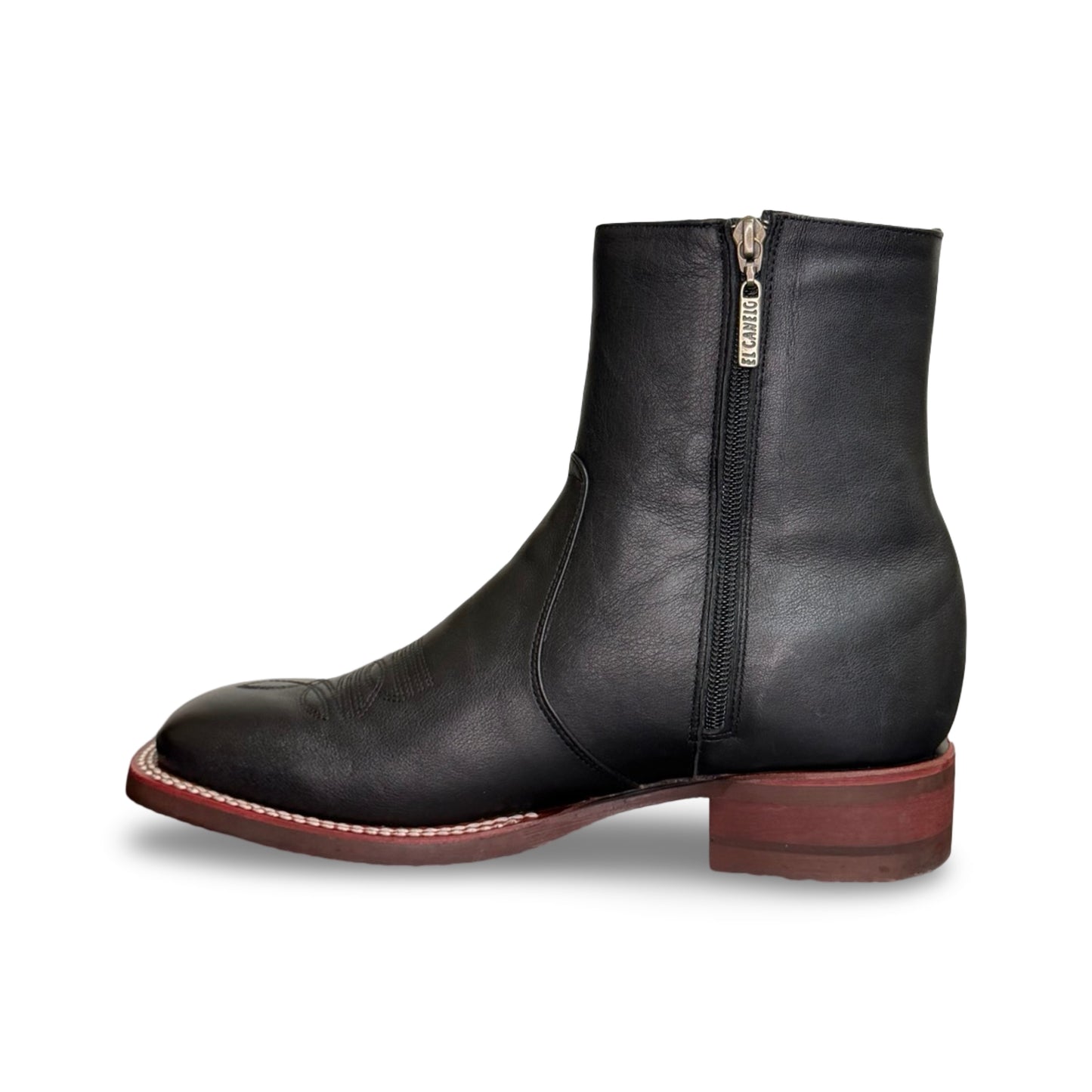 Canelo Genuine Leather Black Chelsea Leather Boots Rubber Sole - Botin Canelo Negro Suela De Goma de Piel