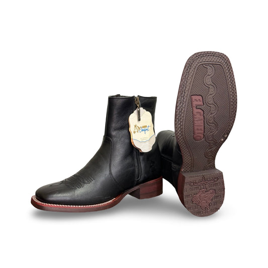 Canelo Genuine Leather Black Chelsea Leather Boots Rubber Sole - Botin Canelo Negro Suela De Goma de Piel