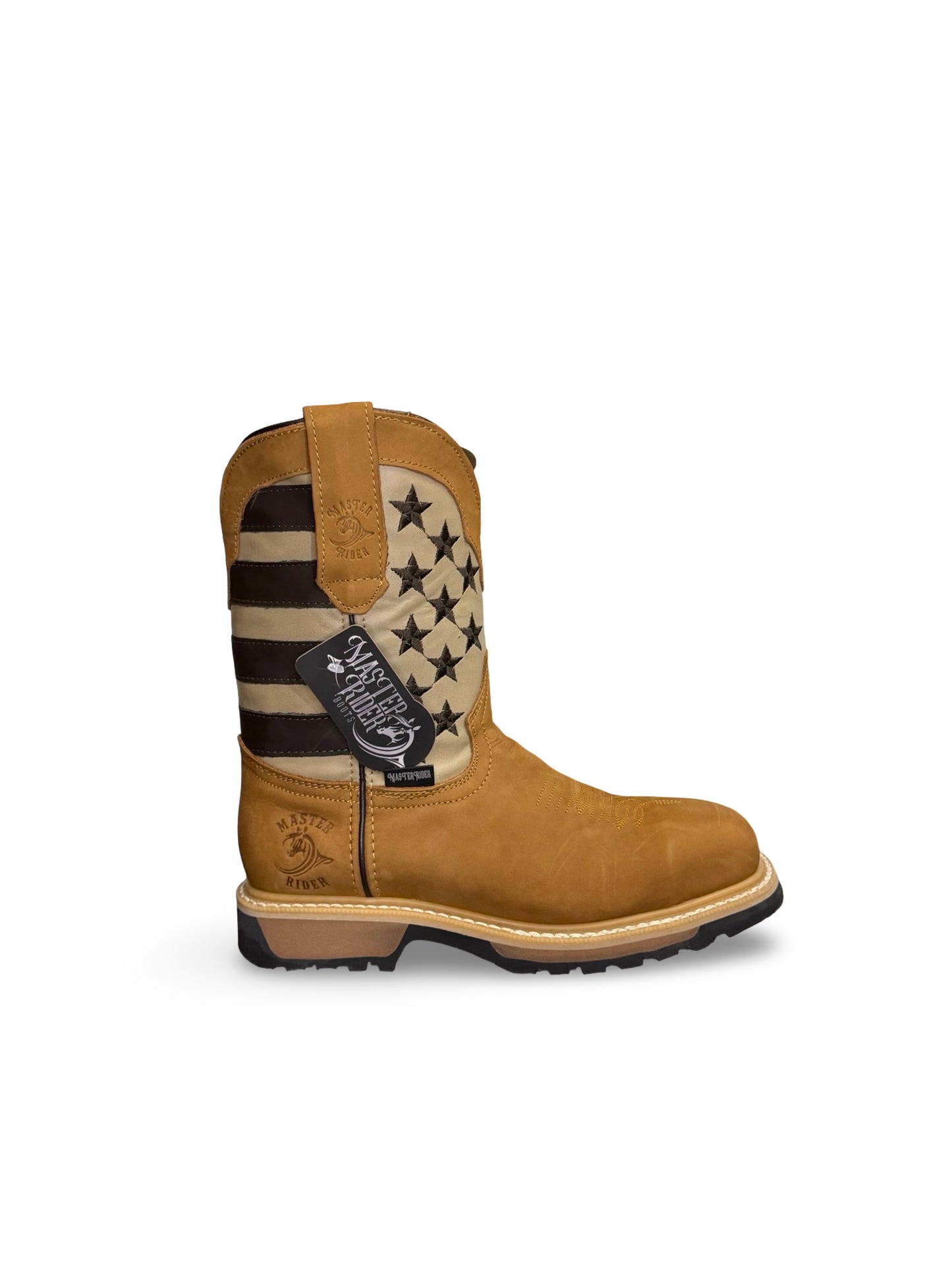 Master RIder - US Patriot Flag Light Brown Work Boots