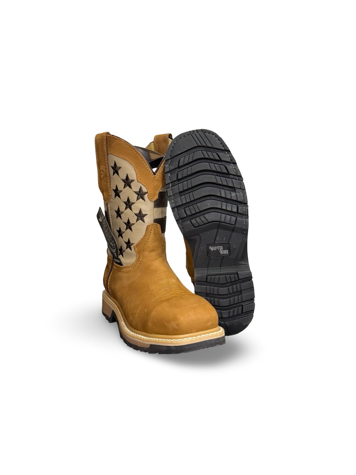 Master RIder - US Patriot Flag Light Brown Work Boots