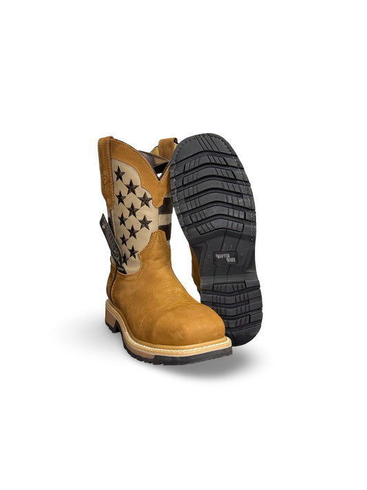 Master RIder - US Patriot Flag Light Brown Work Boots