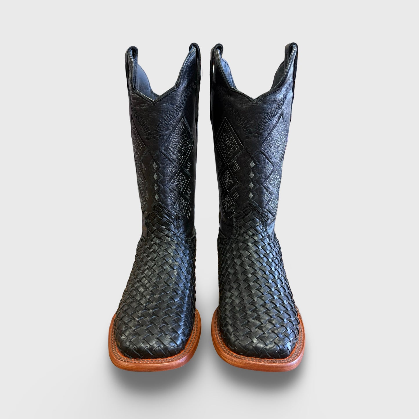 JAB - Bota de Hombre Vaquera Tejida a Mano Negra/Matte Black Artesanal