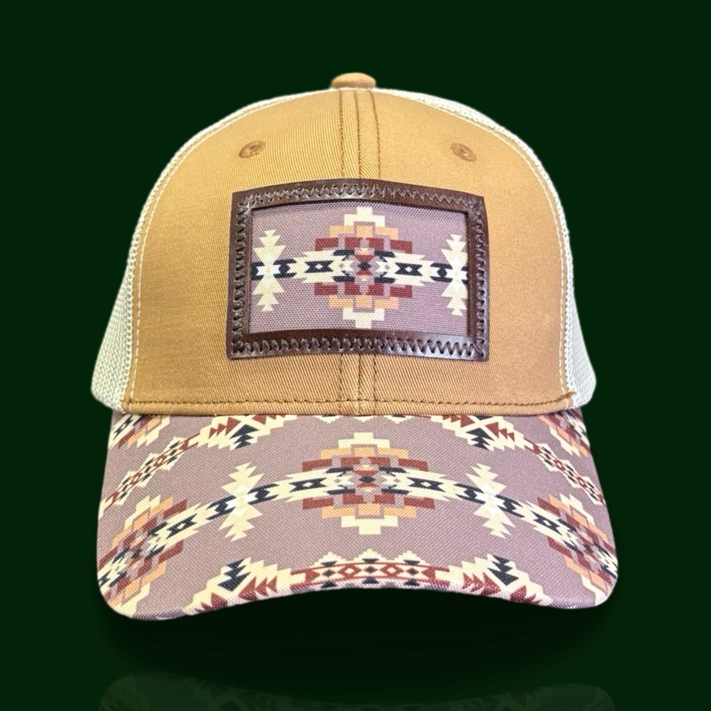 American West - Aztec Patch – Caramel & Desert Print Men's Hat/Cap