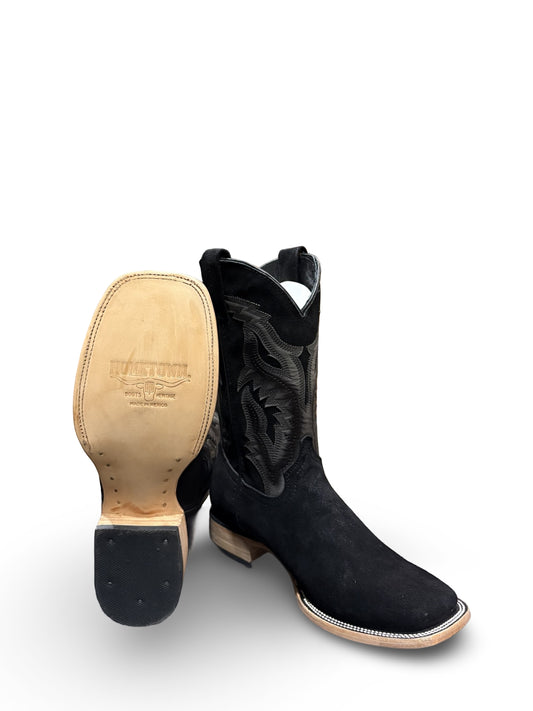Men's Black Suede Leather Western Boots