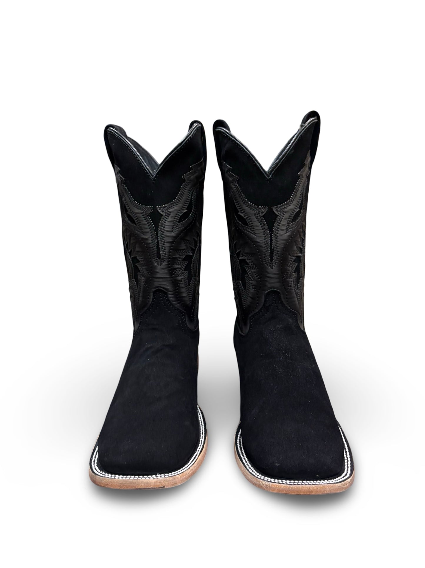 Men's Black Suede Leather Western Boots